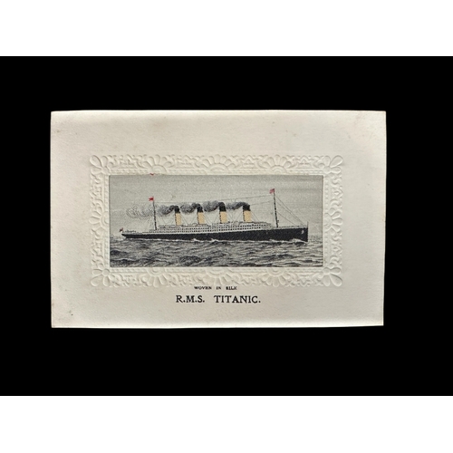 258 - R.M.S. TITANIC: Superb Titanic postcard woven in silk, an excellent example.