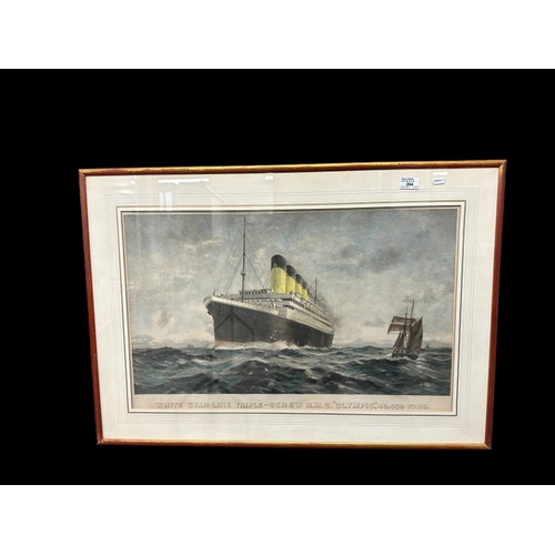 264 - R.M.S. OLYMPIC: Montague Black agent's print titled 'White Star Line Triple Screw R.M.S. Olympic 464... 