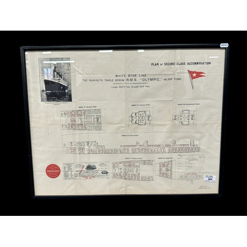 265 - R.M.S. OLYMPIC: Rare printed plan of Second-Class accommodation. 18ins. x 25ins.