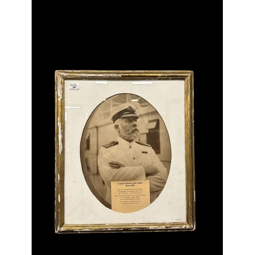 267 - R.M.S. TITANIC: Period oversize photograph showing Titanic's Captain Edward John Smith on board the ... 