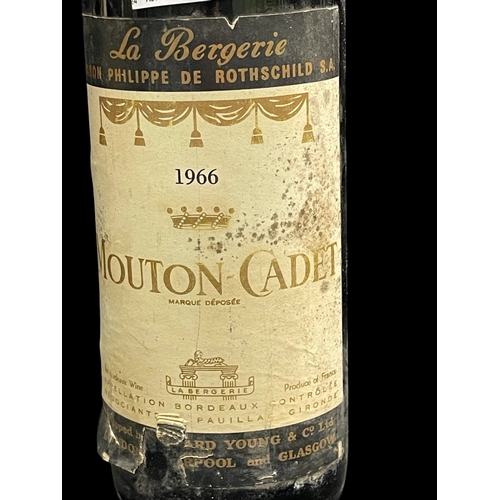 473 - Wines: Mouton-Cadet 1966 (Baron Philippe de Rothschild S.A.) with paper labels and seals.... 