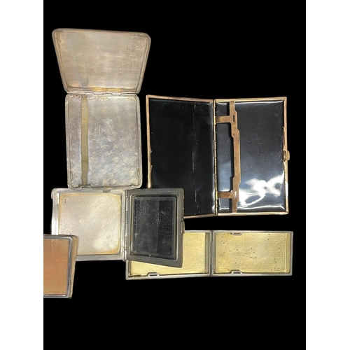 547 - Metalware: White metal and Polish, silver card cases, one enamelled. Approx. 11oz. Inclusive. Plus a... 