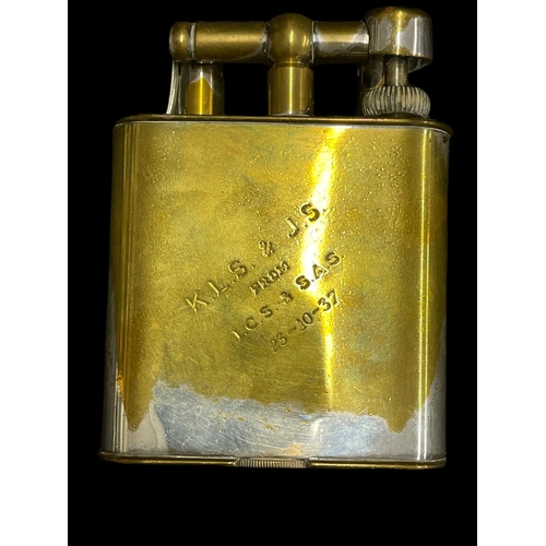 550 - Smoking Requisites: Oversized Dunhill lighter, presentation inscription dating to 1937, 10½cm. Missi... 