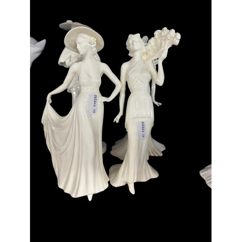 588 - Ceramics: Coalport figurines 'High Society', 'Grace', 'Lauren', 'Barbara', 'Vivien' and 'The Boy'. (... 