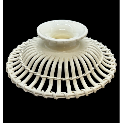 637 - Ceramics: Vienna creamware lattice work fruit bowl on single pedestal foot, 26cm.