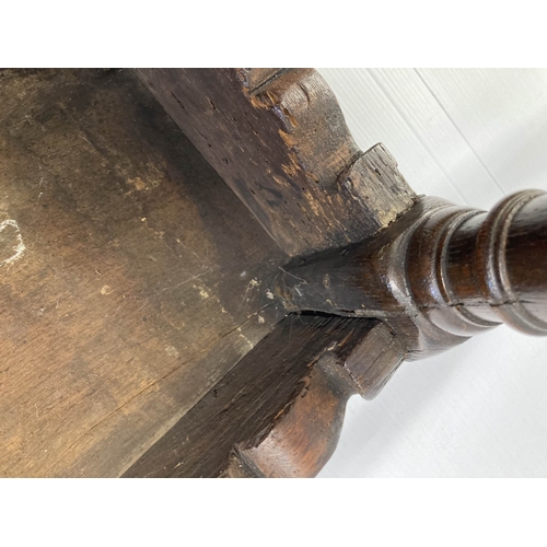 108 - Furniture: Late 17th/early 18th cent. Joint stool with gun barrel supports.