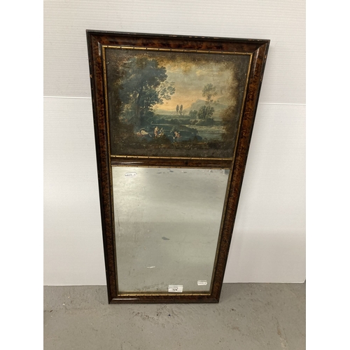 124 - Mirrors: Edwardian Trumean mirror with oil painting set above c1920, label to reverse Luis Fantini, ... 