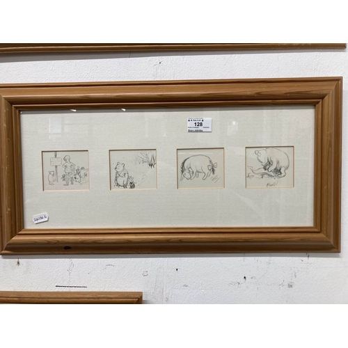 128 - E. H. Shepard. Prints: Framed prints all framed under glass, Christopher Robin, Pooh, Eeyore, Rabbit... 