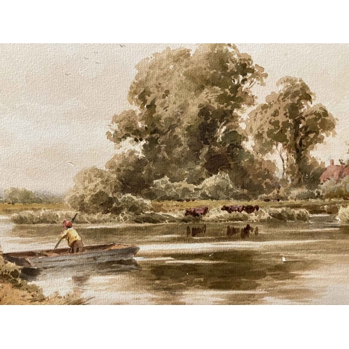 130 - Watercolour: ‘The Thames at Sonning’ by H. H. Parker, signed lower left, in giltwood and gesso frame... 