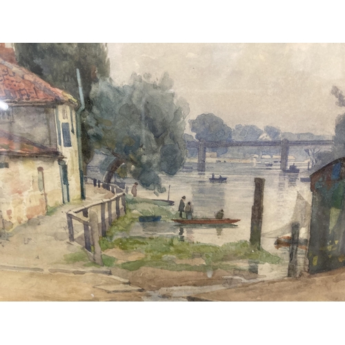 143 - Frederick George Cotman: Watercolour 'Boathouse Beside The Thames', signed lower left. 22mm x 27mm.... 