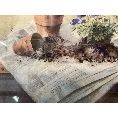 149 - Gerry Ball C.A: 20th cent. Watercolour 'Winter Pansies', signed lower right and verso by the artist ... 