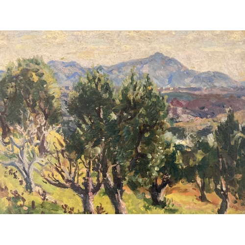 173 - Frank Spencer Budgen (1882-1926): Oil on board 'Ein Plein Air' study of a French landscape (South of... 