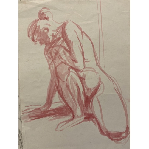 208 - Alec Wiles (1924-2021): Drawings in charcoal, crayon pencil, studies of nude females, all unmounted ... 