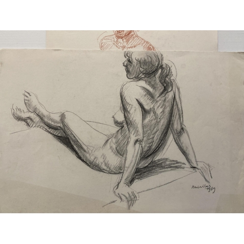 208 - Alec Wiles (1924-2021): Drawings in charcoal, crayon pencil, studies of nude females, all unmounted ... 