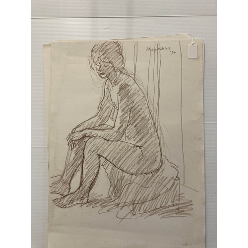 209 - Alec Wiles (1924-2021): Crayon on paper nude studies of a young woman, four signed, all unmounted an... 