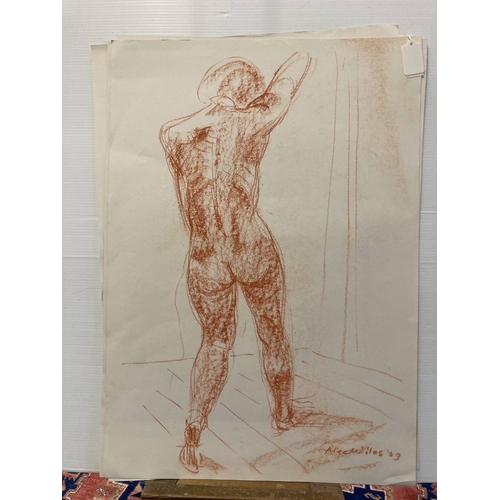 209 - Alec Wiles (1924-2021): Crayon on paper nude studies of a young woman, four signed, all unmounted an... 