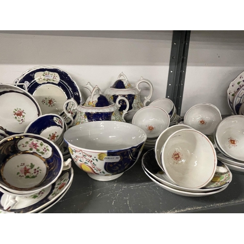 234 - 19th cent. Ceramics: Gaudy Welsh tea china, teapot, sugar bowl, cups, saucers and a part set of Alle... 