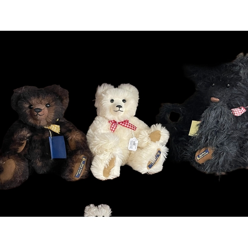 331 - Toys: British handmade Wiltshire FFOG toys long hair black bear 'Jethro' retail £195, brown long hai... 