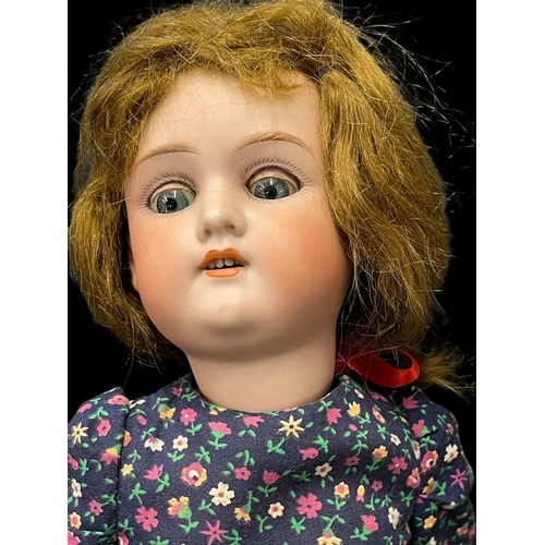 350 - Dolls: German made by Armand Marseille c1910, bisque socket head, weighted blue glass eyes, open mou... 