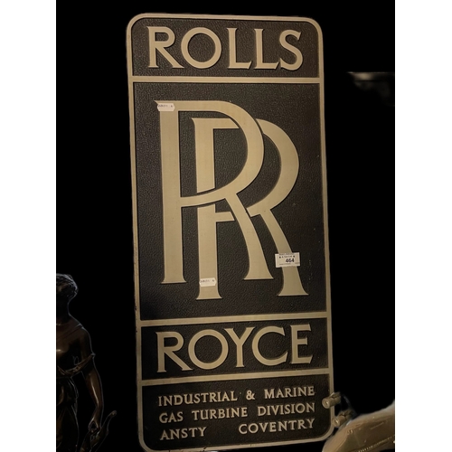 464 - Automobilia: Rolls Royce metal sign, brushed aluminium, double-sided. Length 30ins.