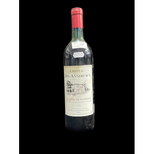 477 - Wines: Chateau des Annereaux Lalande de Pemerol 1989.