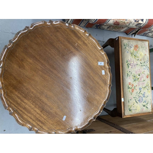 48 - Furniture: 19th cent. Mahogany pie crust circular side table, tapestry stool, etc. (3)