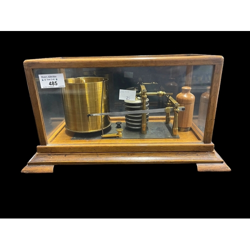 485 - Mid 20th cent. Barograph, unsigned, oak and glass case. 12ins. x 7ins. x 6ins.