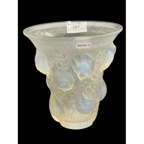 507 - 20th cent. Glass: Lalique: Rare St. Francois glass vase with opalescent stencilled R. Lalique, Franc... 