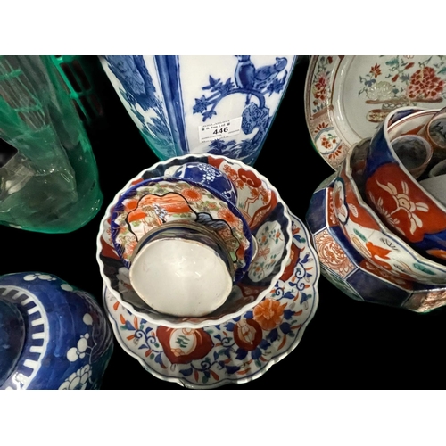 518 - Oriental Ware: Imari plates, charger, Chinese ginger jars, bowls, cloisonne ware English and Chinese... 