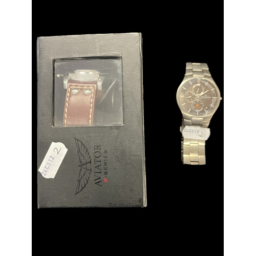 577 - Watches: Aviator Smart Wristwatch AVW79215G327 F-series brown leather strap, in original box, togeth... 