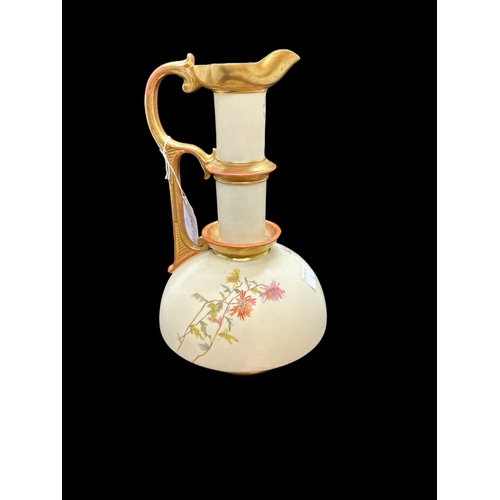 630 - 19th cent. Ceramics: Royal Worcester ewer pitcher jug with floral decoration and gilt highlights. No... 