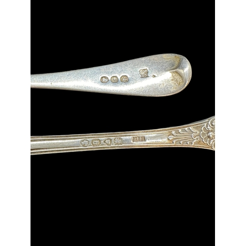 693 - Hallmarked Silver: Assorted flatware including ladles, serving spoons, etc. Assorted hallmarks. Tota... 