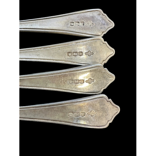 706 - Hallmarked Silver: Shell pattern flatware, forks x 14, various patterns, dates and makers. Weight 27... 