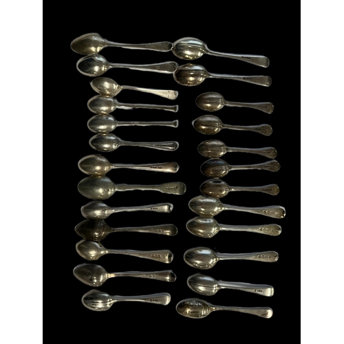 719 - Hallmarked Silver: Hallmarked Silver: Flatware, twenty-three assorted tea and coffee spoons, 9.9oz.... 