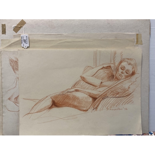 207 - Alec Wiles (1924-2021): Studies of nudes, various mediums and sizes, most signed, all unmounted and ... 