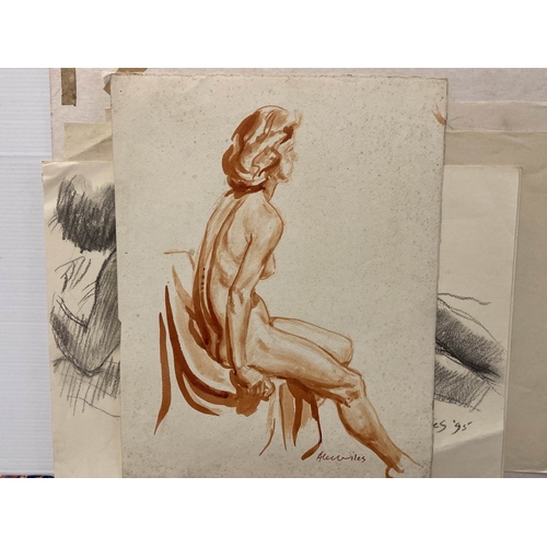 207 - Alec Wiles (1924-2021): Studies of nudes, various mediums and sizes, most signed, all unmounted and ... 