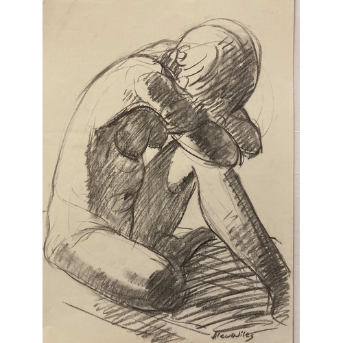 208 - Alec Wiles (1924-2021): Drawings in charcoal, crayon pencil, studies of nude females, all unmounted ... 