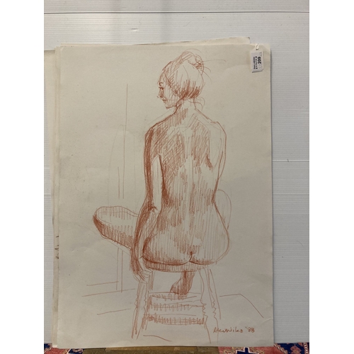 209 - Alec Wiles (1924-2021): Crayon on paper nude studies of a young woman, four signed, all unmounted an... 