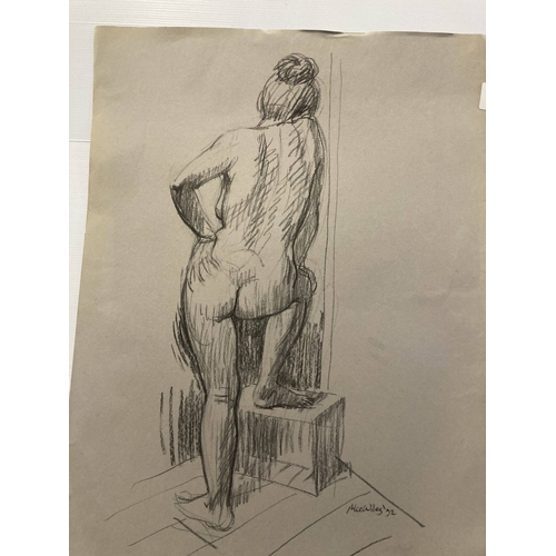 209 - Alec Wiles (1924-2021): Crayon on paper nude studies of a young woman, four signed, all unmounted an... 