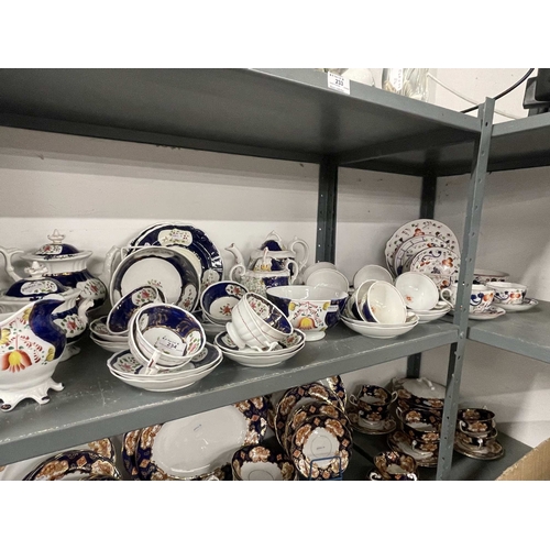 234 - 19th cent. Ceramics: Gaudy Welsh tea china, teapot, sugar bowl, cups, saucers and a part set of Alle... 