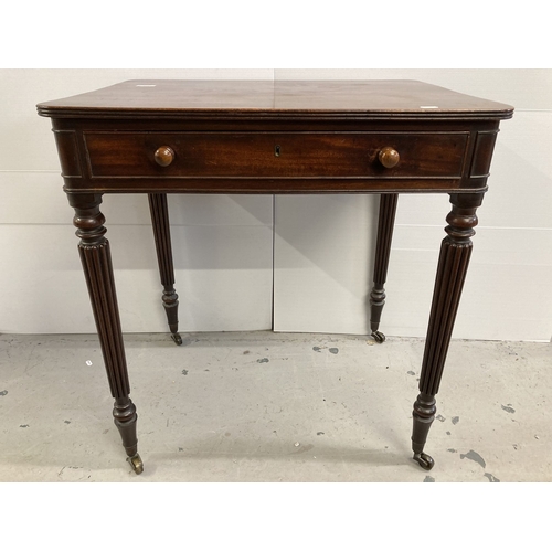 101 - 19th cent. Mahogany side table 19th cent. Mahogany side table with single freezer drawer, fluted leg... 