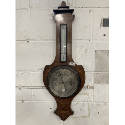 104 - Scientific Instruments: Early 20th cent. Mahogany cased and inlaid banjo barometer and thermometer.... 