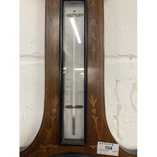 104 - Scientific Instruments: Early 20th cent. Mahogany cased and inlaid banjo barometer and thermometer.... 