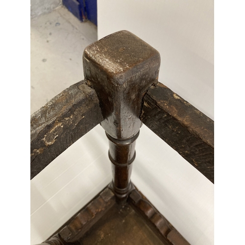 108 - Furniture: Late 17th/early 18th cent. Joint stool with gun barrel supports.