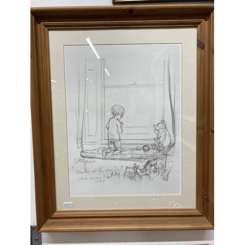 128 - E. H. Shepard. Prints: Framed prints all framed under glass, Christopher Robin, Pooh, Eeyore, Rabbit... 