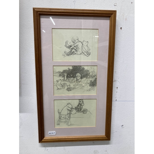 128 - E. H. Shepard. Prints: Framed prints all framed under glass, Christopher Robin, Pooh, Eeyore, Rabbit... 