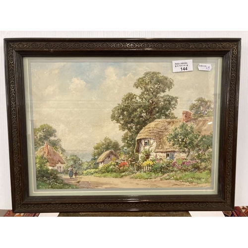 144 - T. E. Francis (1873-1961): Watercolour, rural cottages signed lower right, framed and glazed. 26 x 3... 