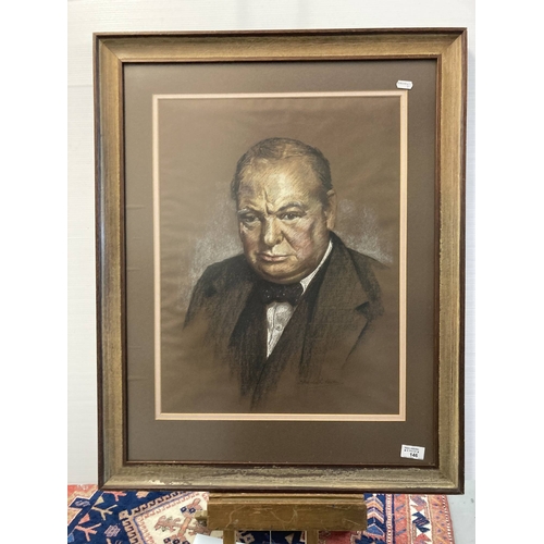 146 - Elizabeth Fenton: Pastel, Portrait of Winston Churchill, framed and glazed. 43cm x 56cm.... 