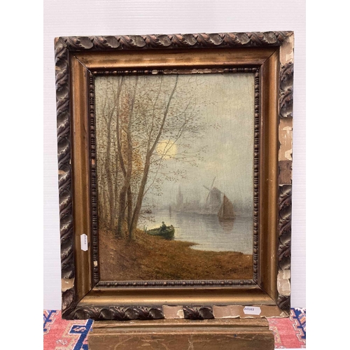 152 - Art: 20th cent. Oil on panel 'Views of Bruges' signed M. Vanguysh, dated 1927, framed, with some los... 