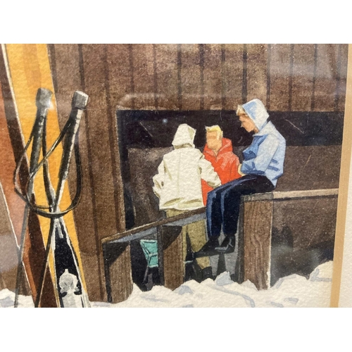 182 - Watercolour: Watercolour by Menalkas Selander (1913 - 2003) Oregon Society, 'The Ski Lodge End of Da... 